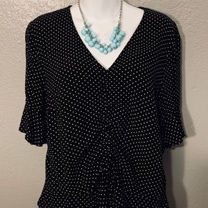 H&M Black and White Polka Dot Blouse - necklace included